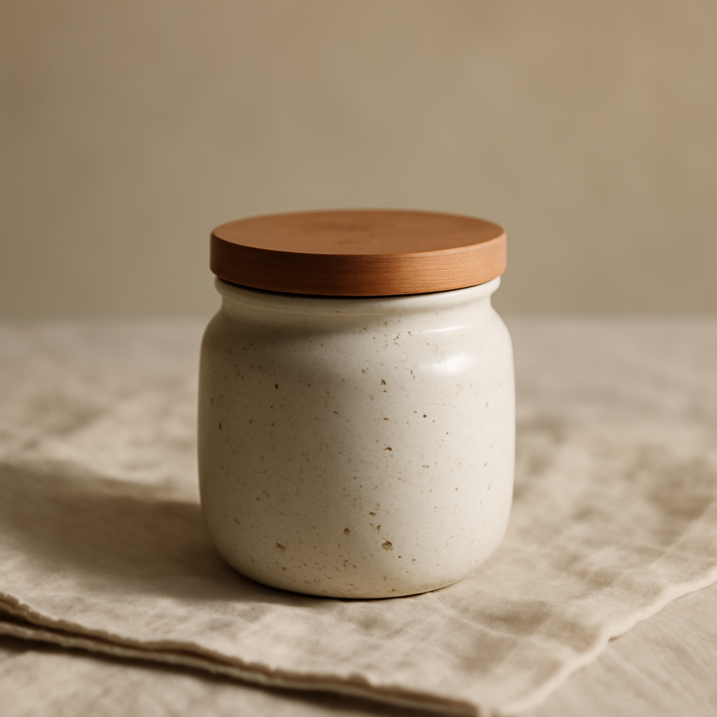 Ceramic jar candle in Fig & Cedar fragrance