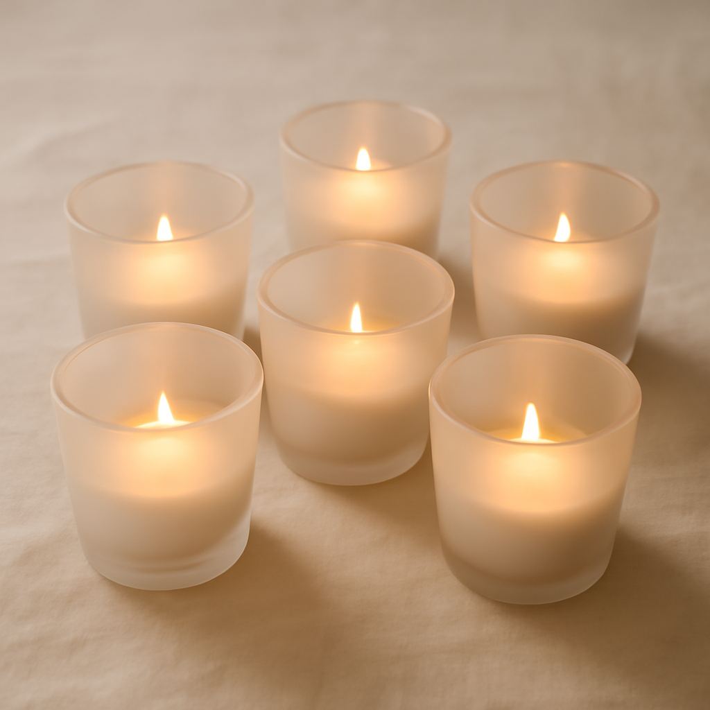 Frosted votive set of six with a soft diffused finish