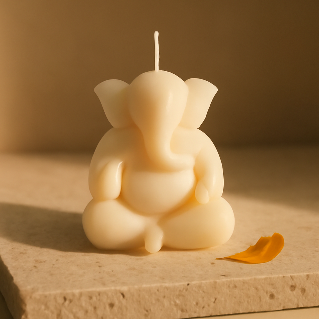 Ganesha sculpted hand-poured candle for decorative styling