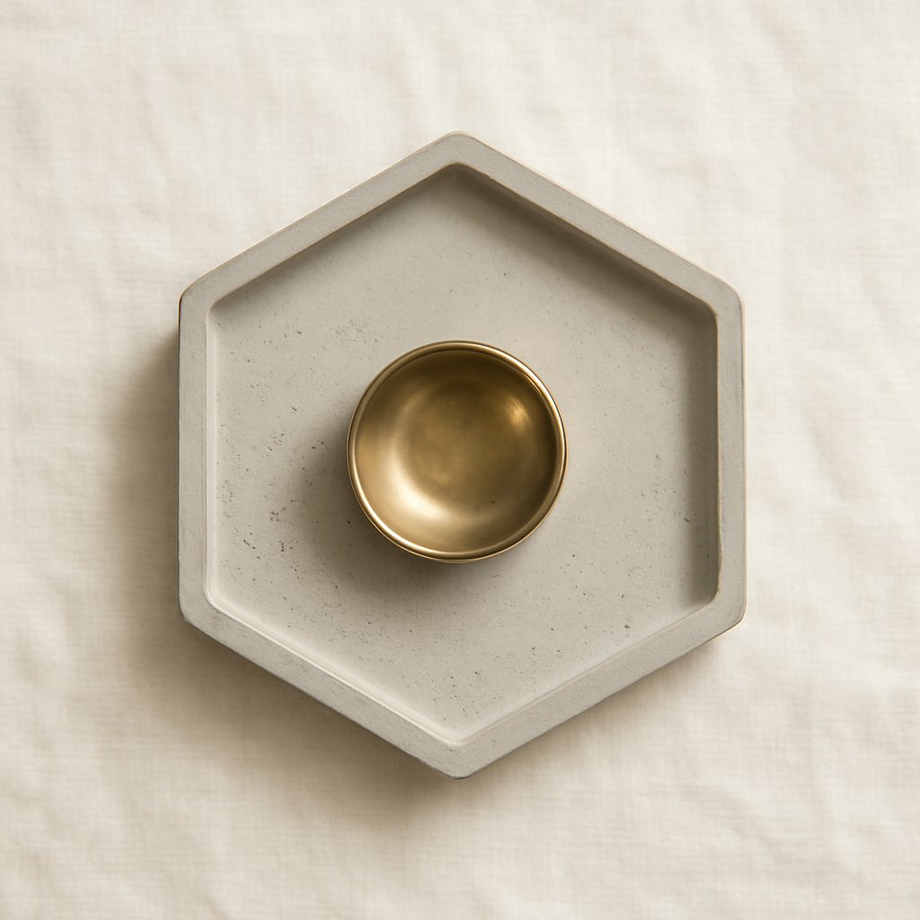 Hexagonal concrete tray for keys, jewellery and small essentials