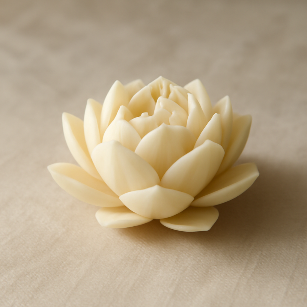Lotus Bloom sculpted candle with a calm, tactile finish