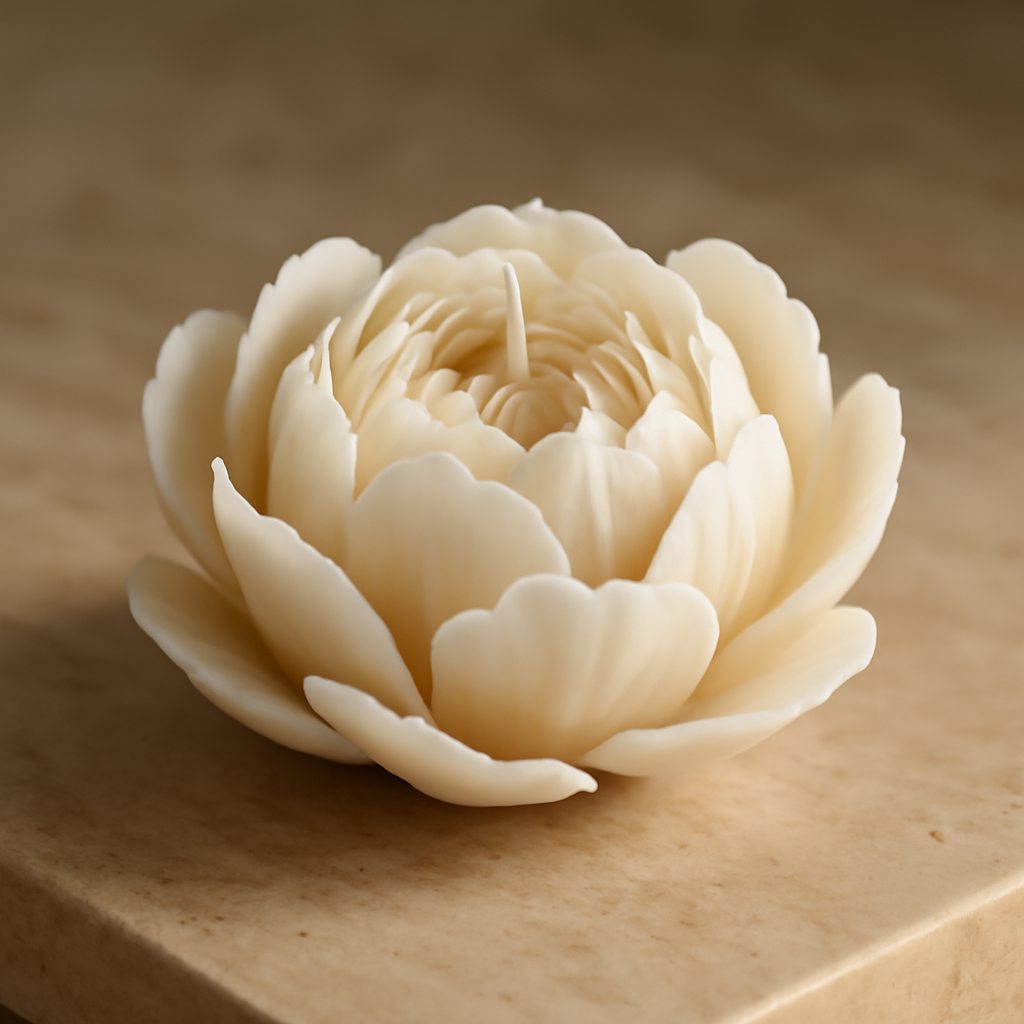 Peony Bloom sculpted candle by LuxeMyHome, hand-poured in India