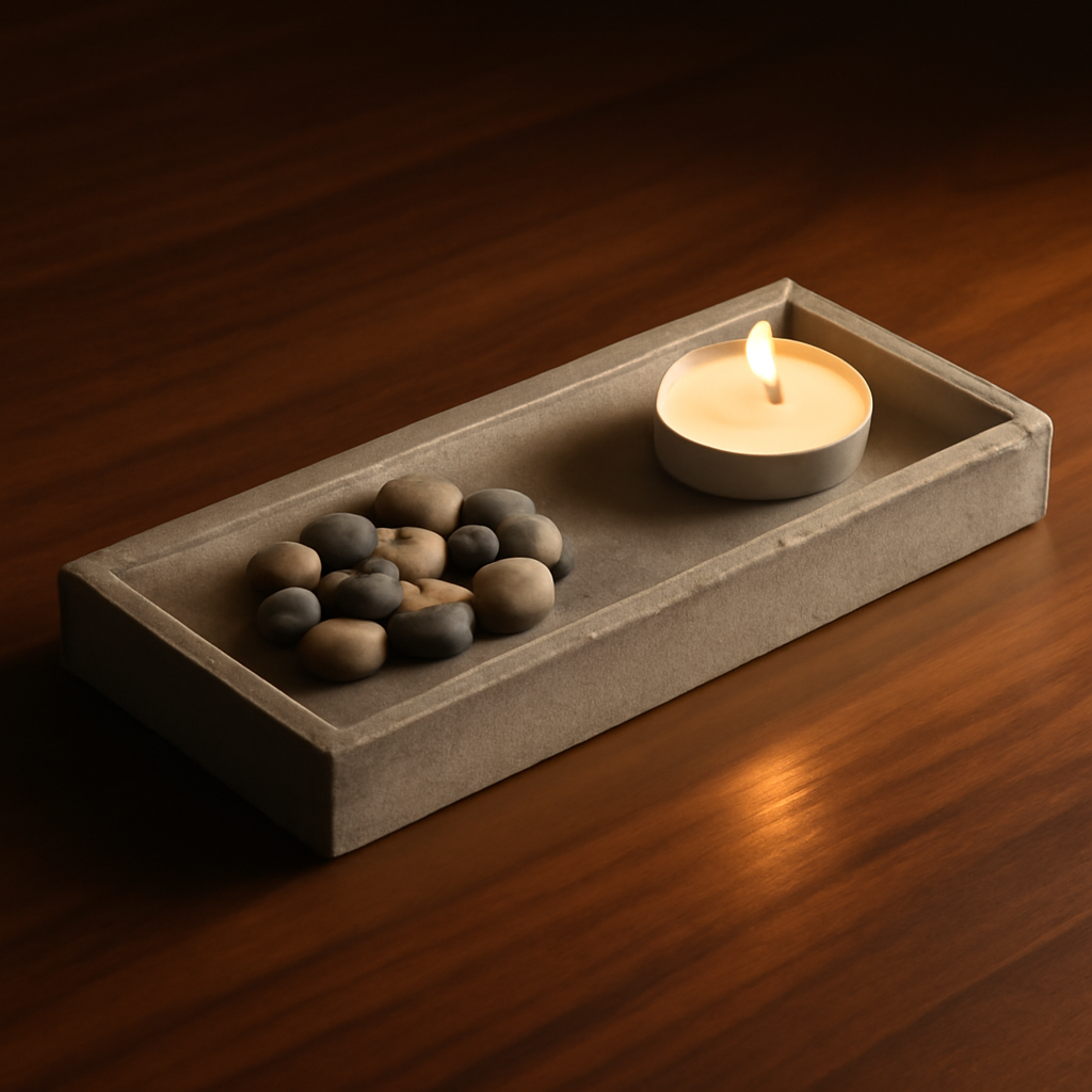 Rectangular concrete tray with a clean, hand-finished surface