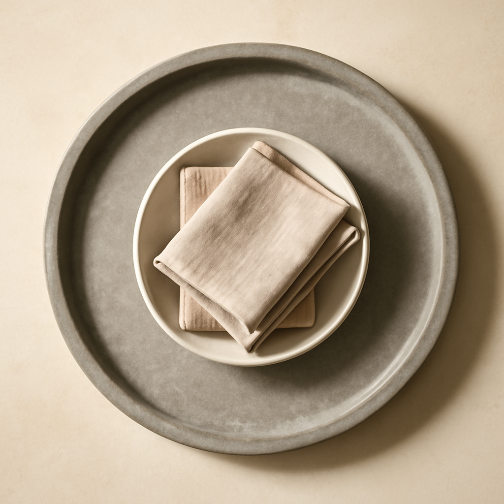 Round hand-poured concrete tray for keys, jewellery and small essentials