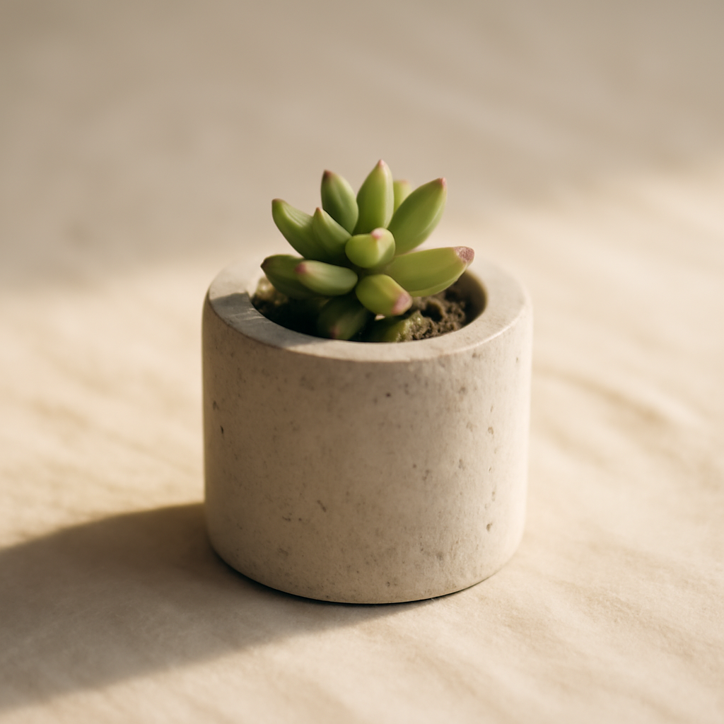 Small cement planter with a clean, compact form