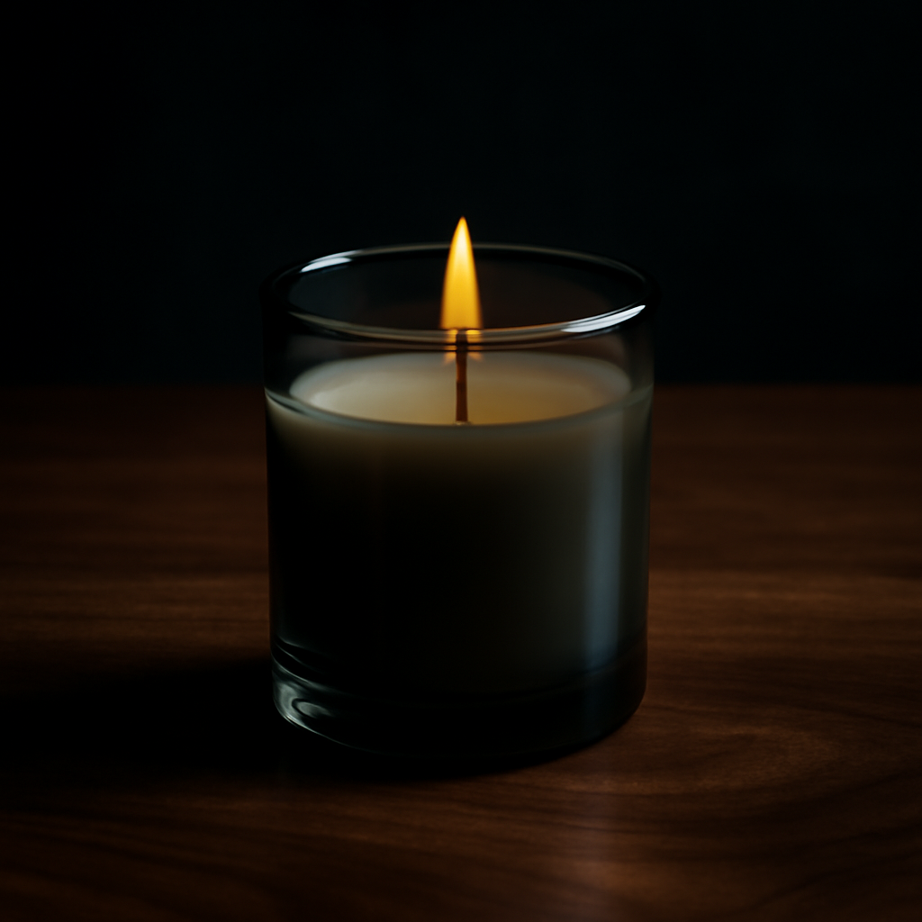 Smoked glass jar candle with Tobacco & Leather fragrance