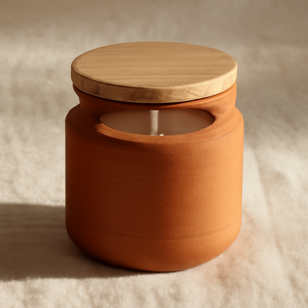 Terracotta jar candle in Saffron & Honey by LuxeMyHome