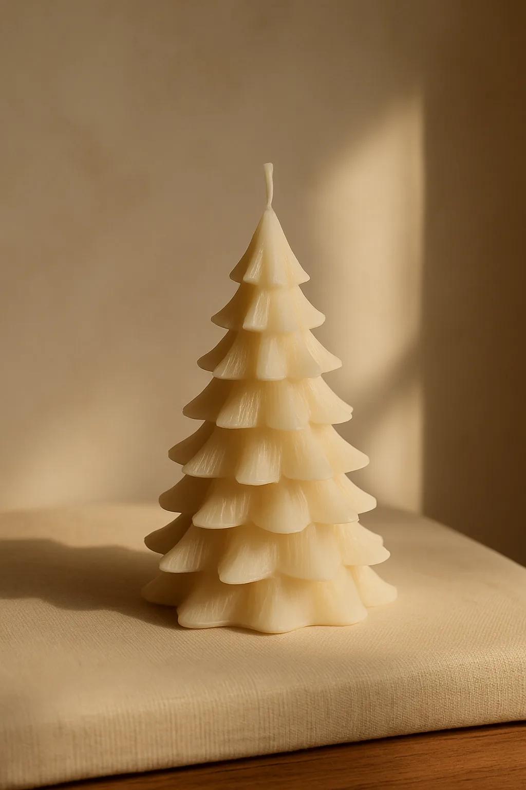 Pastel tree-shaped scented candles in a gift-ready box