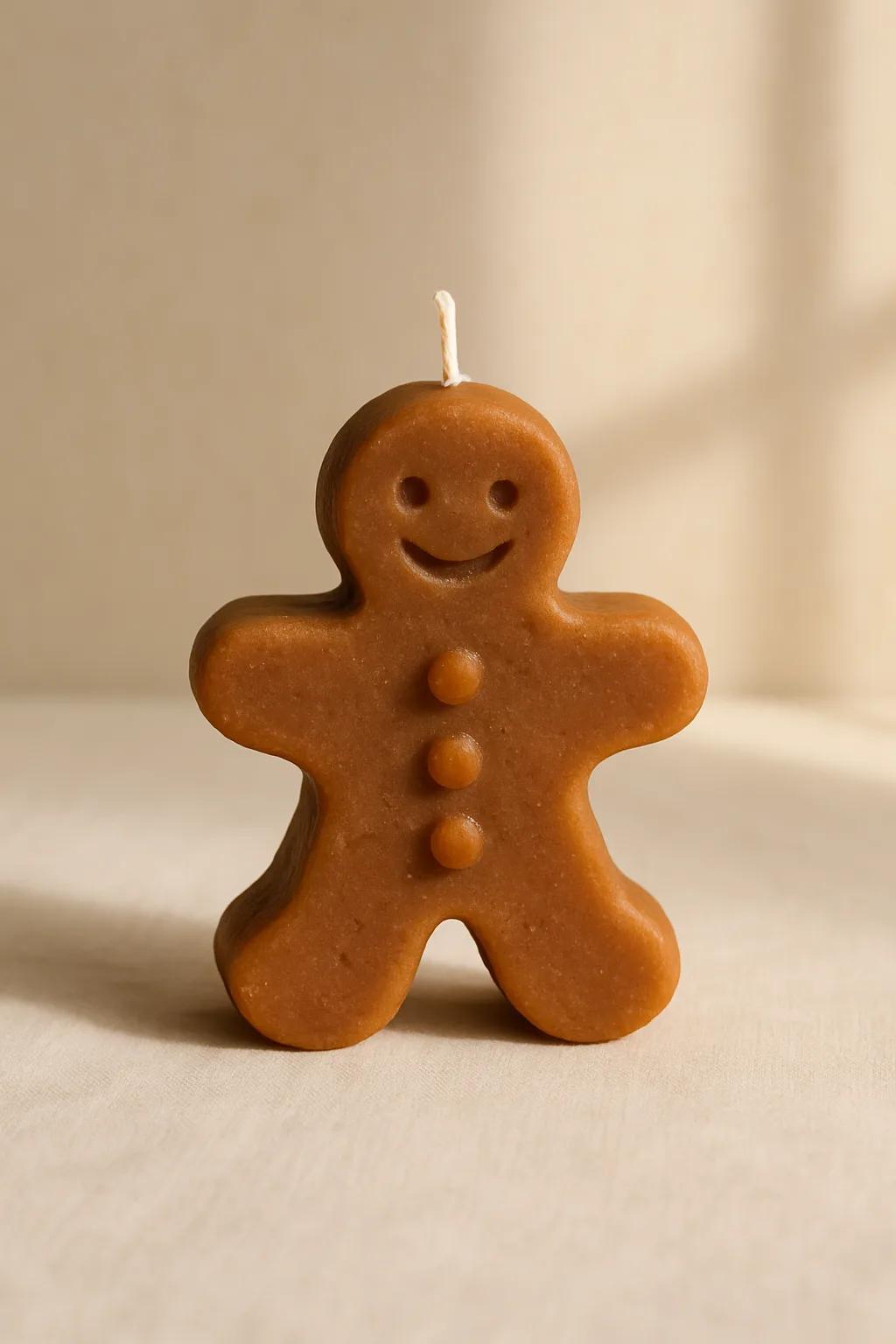 Gingerbread-shaped holiday candles for table styling and seasonal decor