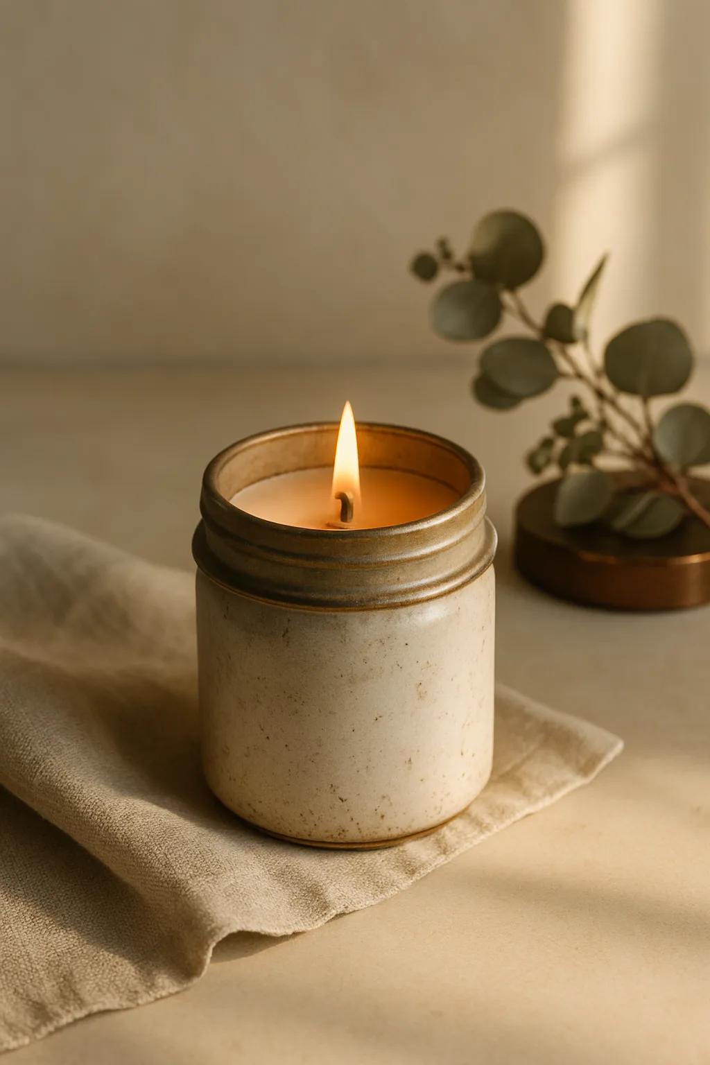 Festive Christmas tin jar candle for winter décor