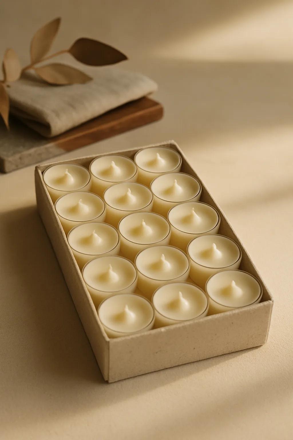 Pack of 18 scented tea lights in plastic holders