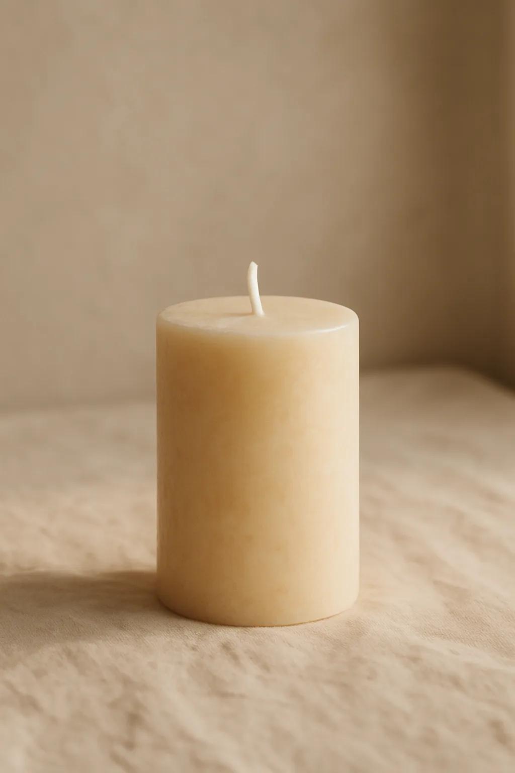 4.5 inch scented pillar candle with a clean classic shape