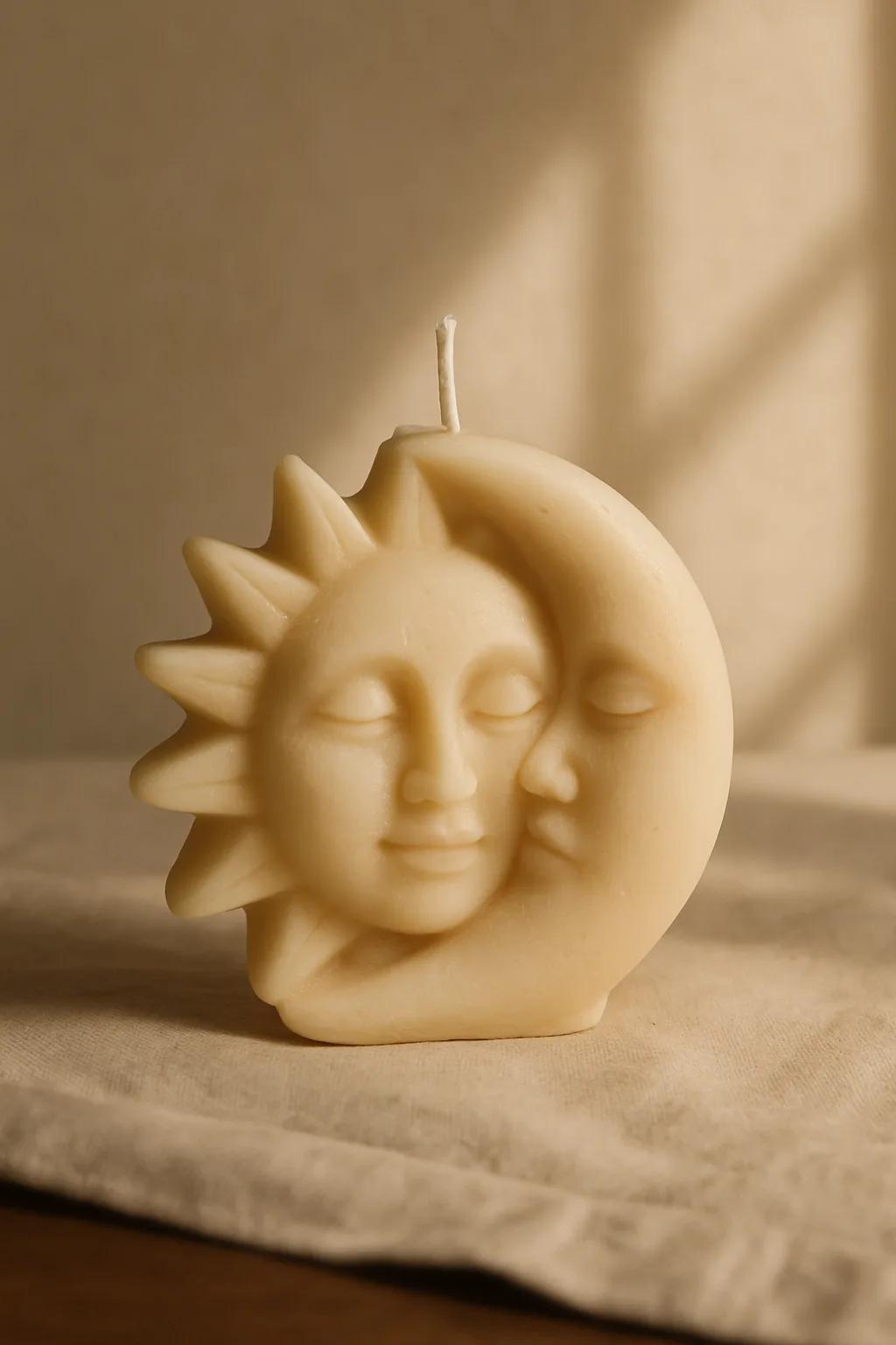 Scented Sun Moon Candle with sculpted sun and moon detailing