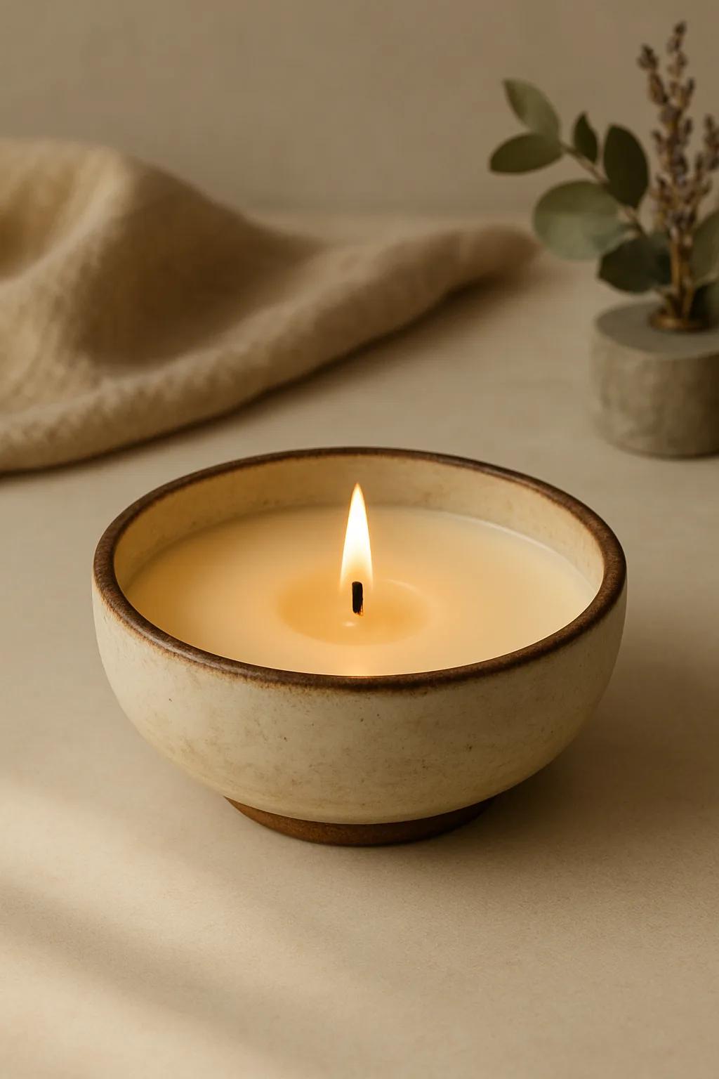 Scented urli dish candle in soy wax with an intricate traditional shape